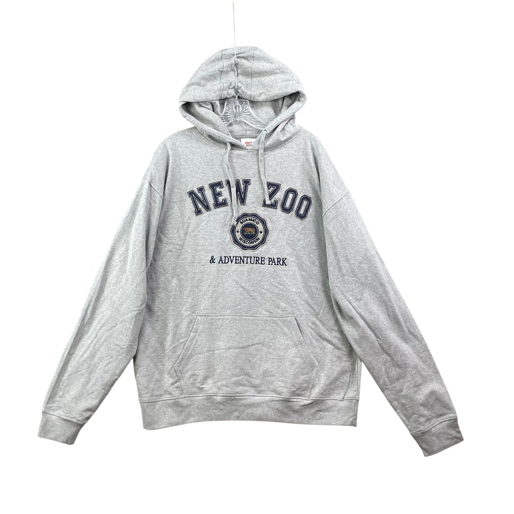 Crazy Apparel Hoodie Men's XL Gray Zoo Suamico Wisconsin Adventure Park Fleece